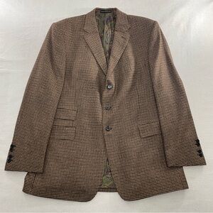 New & Lingwood Marling & Evans England Wool Brown Houndstooth Tweed Blazer 46R